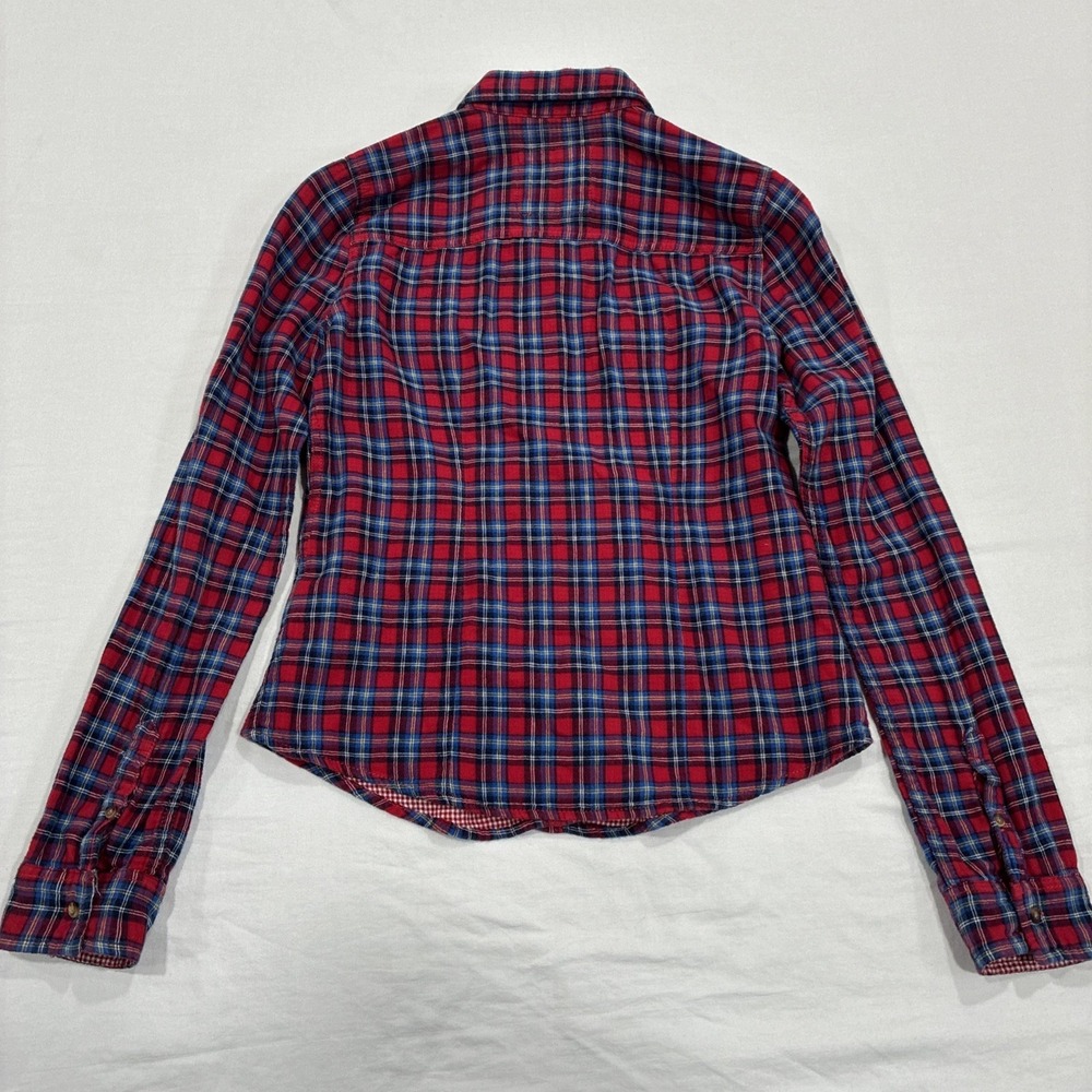 Abercrombie & Fitch Shirt Womens Small Red Flannel Button up Plaid - Picture 10 of 12